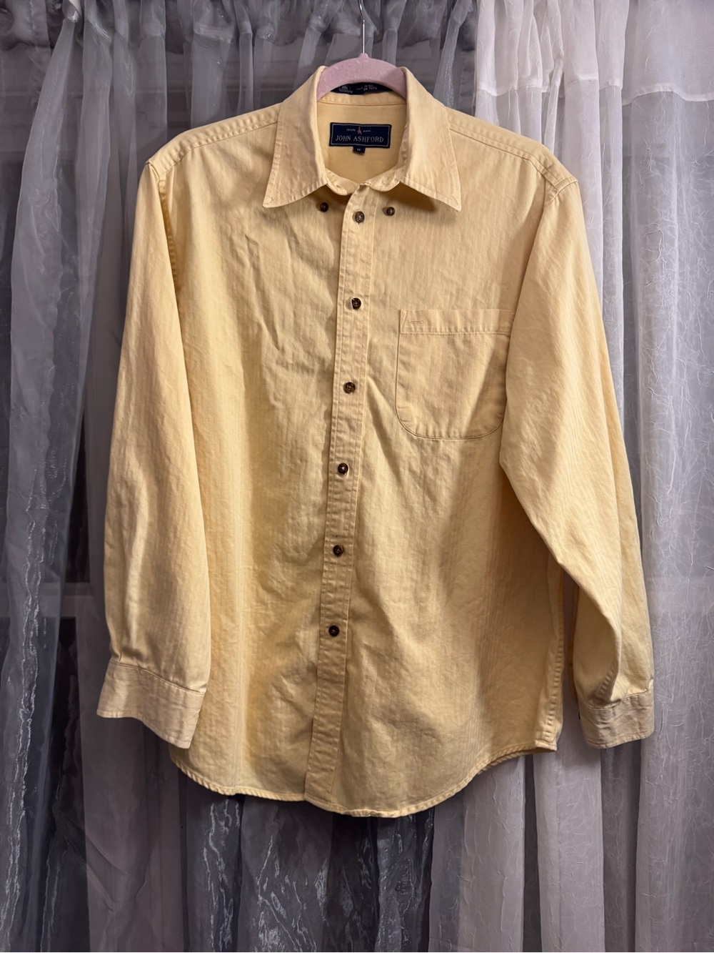 John Ashford Pale Yellow Long-Sleeve Button-Down Shirt